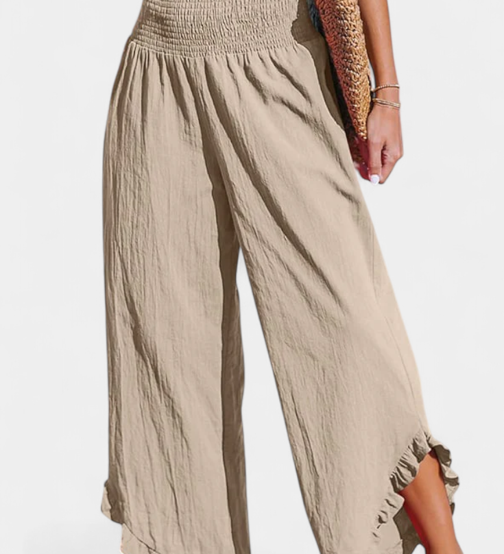 JUSTINA | Pantalón Palazzo con Volantes y Talle Alto