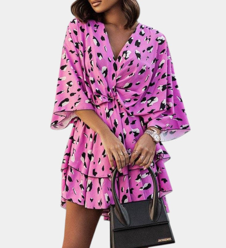ELIZA | Vestido Mini con Nudo Frontal y Volantes