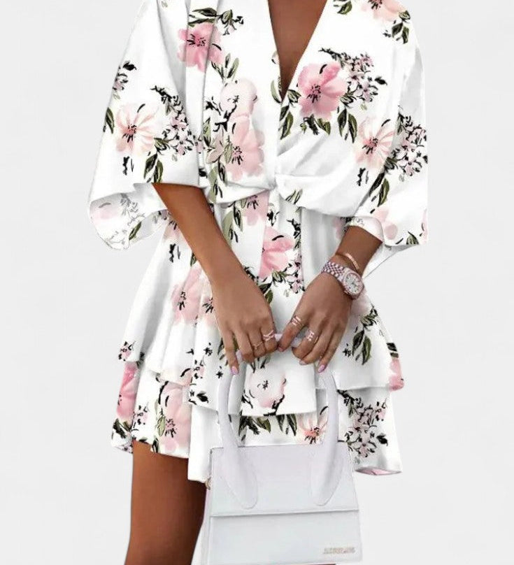 ELIZA | Vestido Mini con Nudo Frontal y Volantes