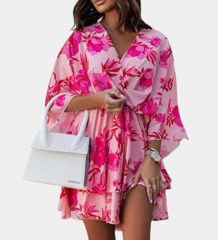 ELIZA | Vestido Mini con Nudo Frontal y Volantes